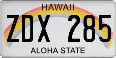 HI license plate ZDX285
