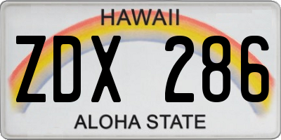 HI license plate ZDX286