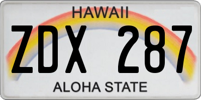 HI license plate ZDX287