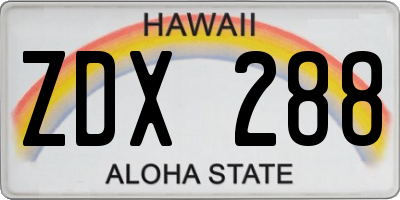 HI license plate ZDX288