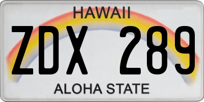 HI license plate ZDX289