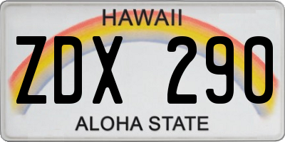 HI license plate ZDX290