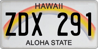 HI license plate ZDX291