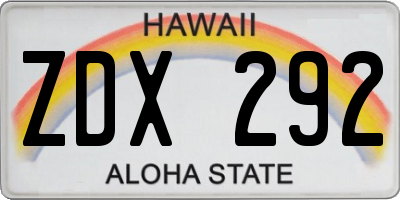 HI license plate ZDX292