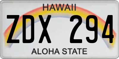HI license plate ZDX294