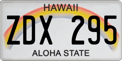 HI license plate ZDX295