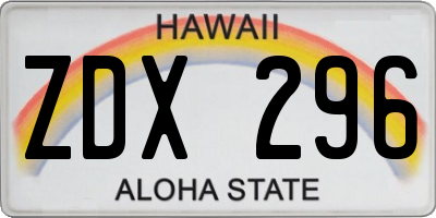 HI license plate ZDX296