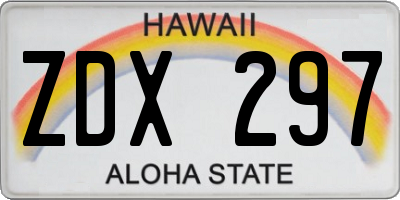 HI license plate ZDX297