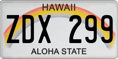 HI license plate ZDX299
