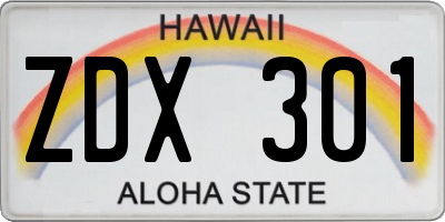 HI license plate ZDX301