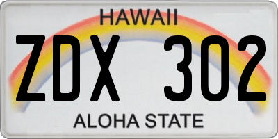 HI license plate ZDX302