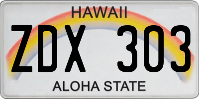 HI license plate ZDX303