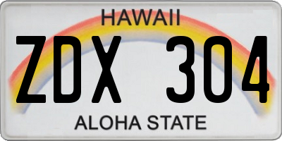 HI license plate ZDX304
