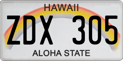 HI license plate ZDX305