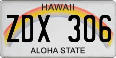 HI license plate ZDX306
