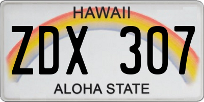 HI license plate ZDX307