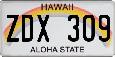 HI license plate ZDX309