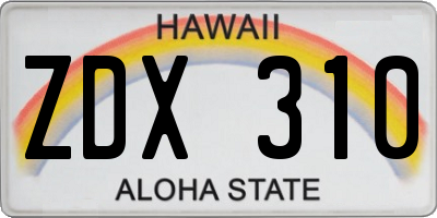 HI license plate ZDX310