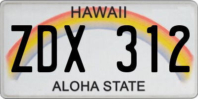 HI license plate ZDX312