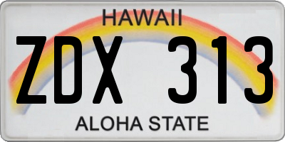 HI license plate ZDX313