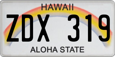 HI license plate ZDX319