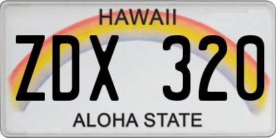 HI license plate ZDX320