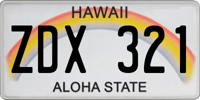 HI license plate ZDX321