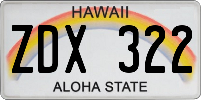 HI license plate ZDX322
