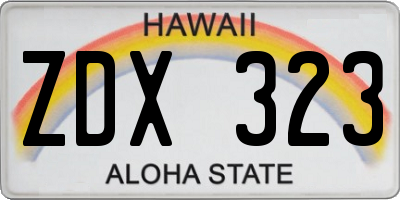 HI license plate ZDX323