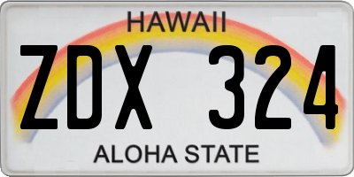 HI license plate ZDX324