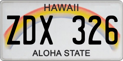 HI license plate ZDX326