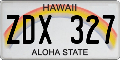 HI license plate ZDX327