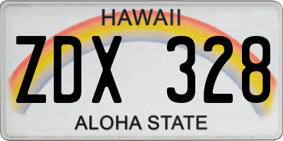 HI license plate ZDX328