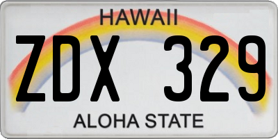 HI license plate ZDX329