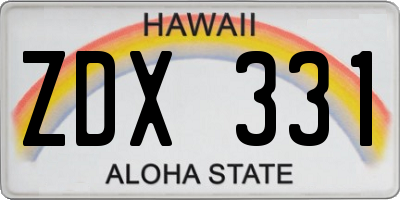 HI license plate ZDX331