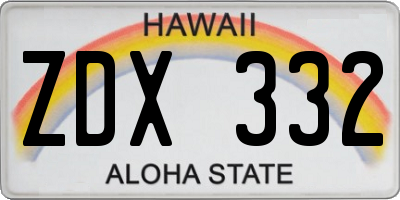 HI license plate ZDX332