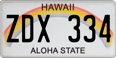 HI license plate ZDX334