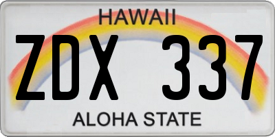 HI license plate ZDX337
