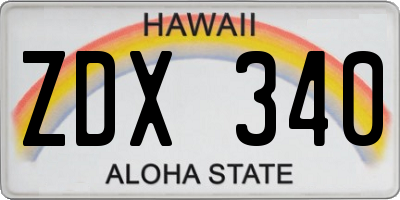 HI license plate ZDX340