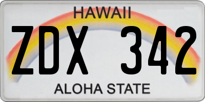 HI license plate ZDX342