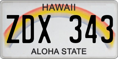 HI license plate ZDX343