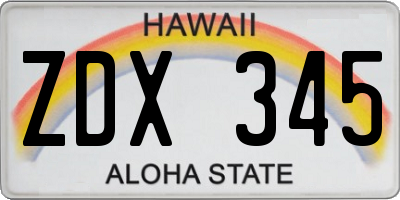 HI license plate ZDX345