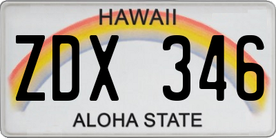 HI license plate ZDX346