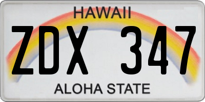 HI license plate ZDX347