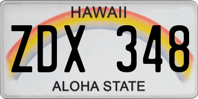 HI license plate ZDX348