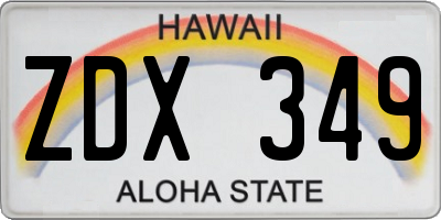 HI license plate ZDX349