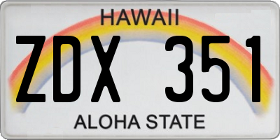 HI license plate ZDX351