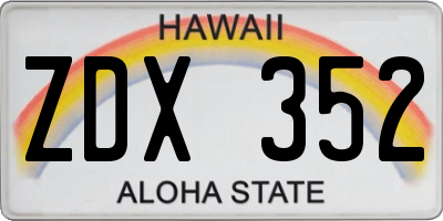 HI license plate ZDX352