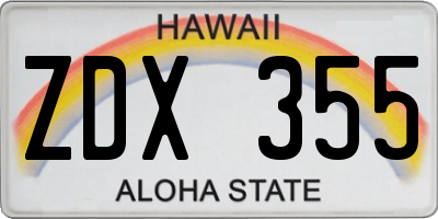 HI license plate ZDX355