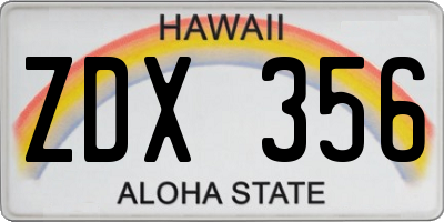 HI license plate ZDX356